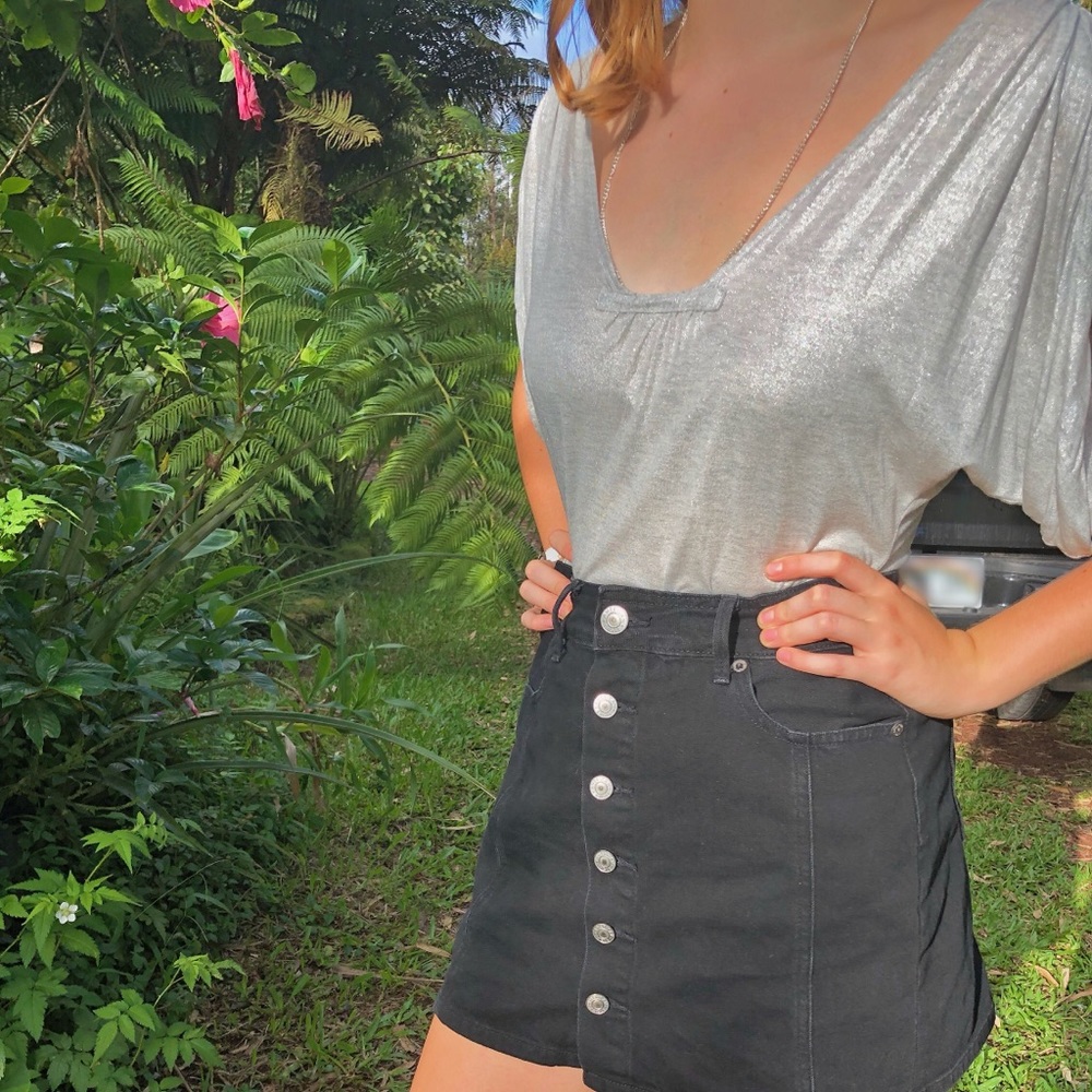 shiny silver vintage tank top